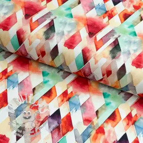 Tissu coton SATIN STRETCH Irregular diamonds design A