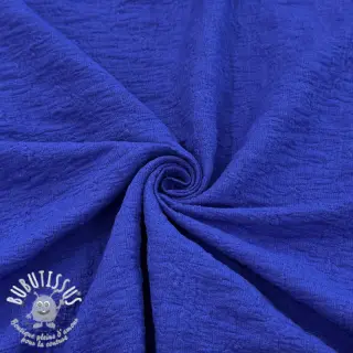 Tissu coton SMOGGED EMBROIDERY cobalt