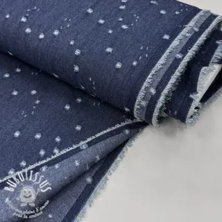 JEANS DENIM 6 OZ Uneven Small Holes dark blue