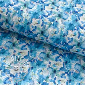 Tissu coton EMBROIDERY Viola blue digital print