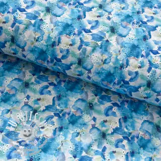 Tissu coton EMBROIDERY Viola blue digital print