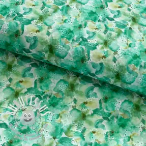 Tissu coton EMBROIDERY Viola green digital print