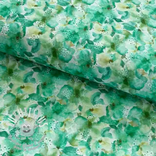 Tissu coton EMBROIDERY Viola green digital print