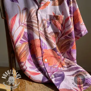 Viscose lin Painted leaves