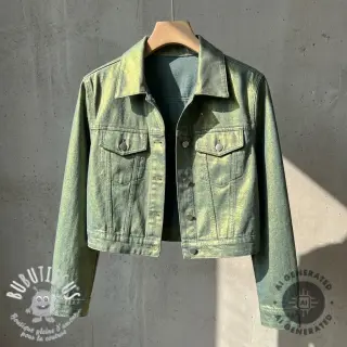 JEANS DENIM 8,5 OZ STRETCH WASHED metallic green