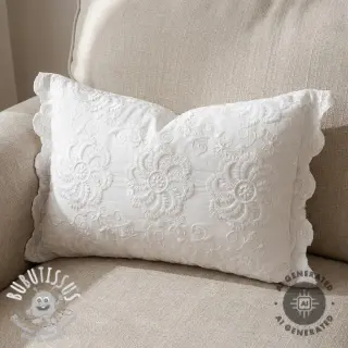 Tissu coton EMBROIDERY Catchy Flowy white