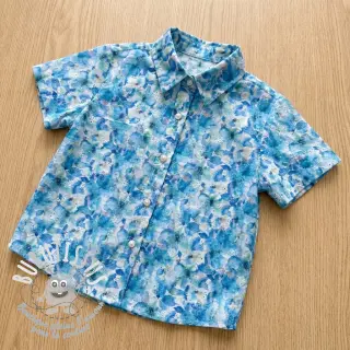 Tissu coton EMBROIDERY Viola blue digital print