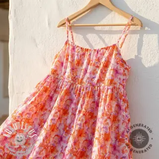 Tissu coton EMBROIDERY Viola peach digital print
