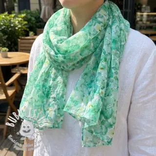 Tissu coton EMBROIDERY Viola green digital print