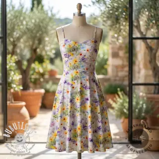 Tissu coton SATIN STRETCH Corn flowers