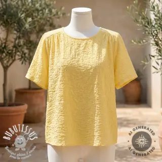 Tissu coton SMOGGED EMBROIDERY yellow