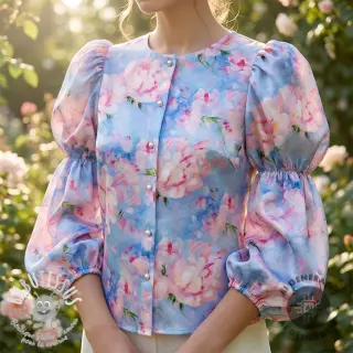 Tissu coton SATIN STRETCH Peony roses