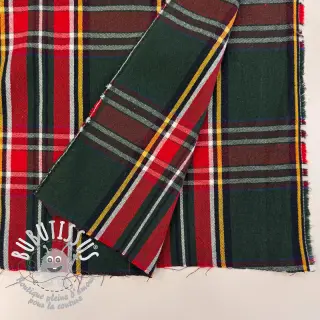 Tissu déco Ecossais vert rouge
