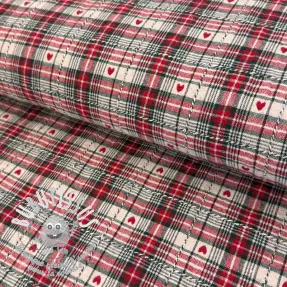 Tissu déco jacquard Villars ecru rouge