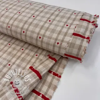 Tissu déco jacquard Ollon ficelle rouge