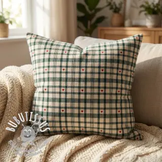 Tissu déco jacquard Ollon vert rouge