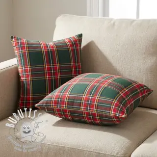 Tissu déco Ecossais vert rouge