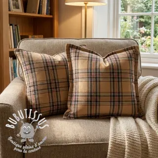 Tissu déco Ecossais beige coffee