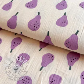 Tissu double gaze/mousseline Pears lavender by JENNIFER BOURON ORGANIC