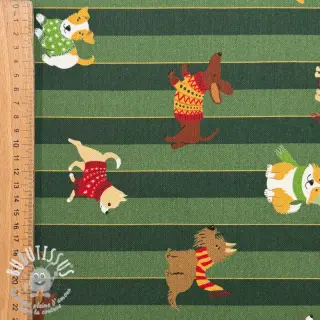 Tissu déco premium Dog frost friends army digital print