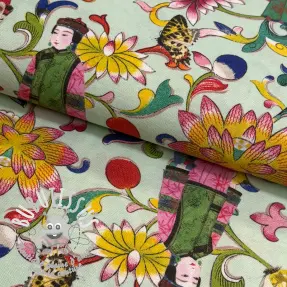Tissu déco premium Lotus bloom lady digital print