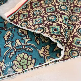 Velours  VELVET QUILT Flowers abstract petrol