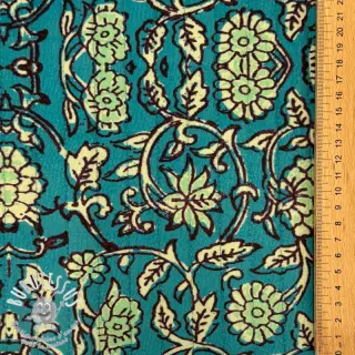 Velours  VELVET QUILT Flowers abstract petrol