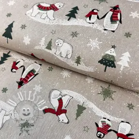 Tissu déco Linenlook Little penguin red