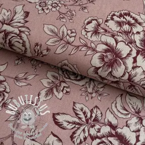 Tissu déco Linenlook Elegant rose bloom wine