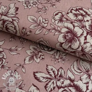 Tissu déco Linenlook Elegant rose bloom wine