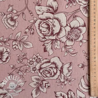 Tissu déco Linenlook Elegant rose bloom wine