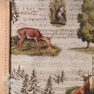 Tissu déco Linenlook Forest deer song digital print