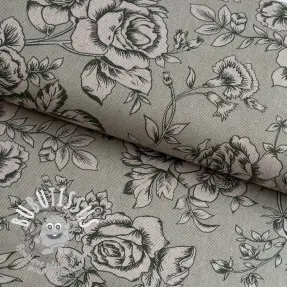 Tissu déco Linenlook Elegant rose bloom army