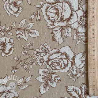 Tissu déco Linenlook Elegant rose bloom yellow