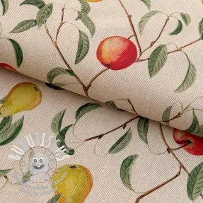 Tissu déco Linenlook Apple pear branch digital print