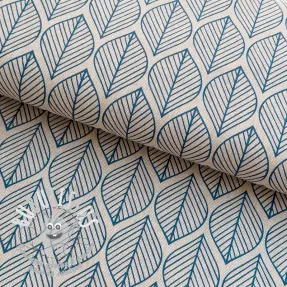 Tissu déco Linenlook Leaf line minimalist denim