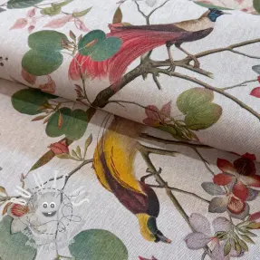 Tissu déco Linenlook Orchid paradise bird digital print