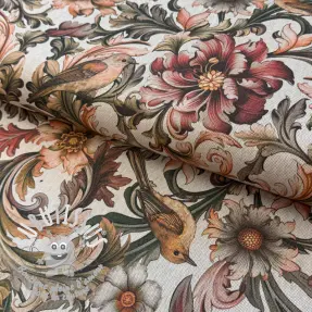 Tissu déco Linenlook Bird and flower digital print