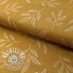 Tissu déco Linenlook Elegant leaf branch yellow