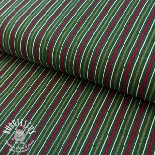 Tissu déco premium Line Xmas stripe army