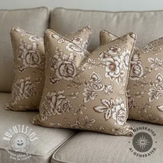 Tissu déco Linenlook Elegant rose bloom yellow