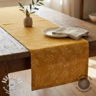 Tissu déco Linenlook Elegant leaf branch yellow