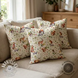 Tissu déco Linenlook Animal forest dream digital print
