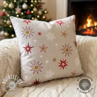 Tissu déco Linenlook Magic star red gold