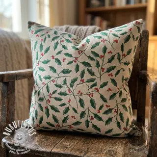 Tissu déco Linenlook Holly branch Xmas