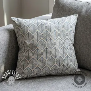Tissu déco Linenlook Leaf line minimalist denim