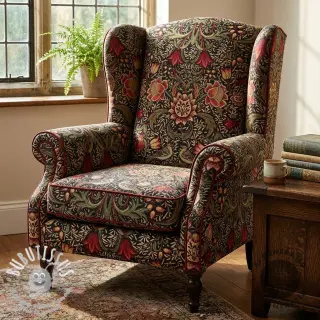 Tissu déco GOBELIN premium Ornate art craft black