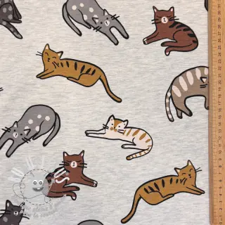 Jersey Lazy cats ecru melange