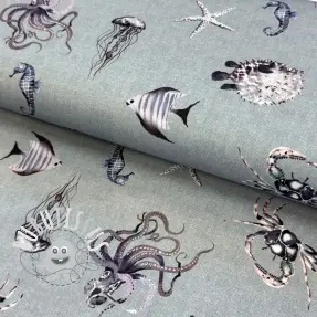 Tissu déco Underwater animals grey digital print