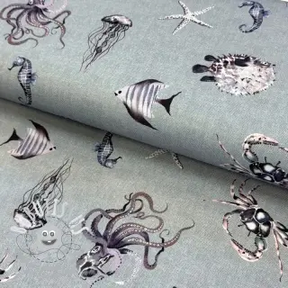 Tissu déco Underwater animals grey digital print